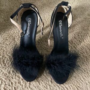 High Heel Sandal with Feathers